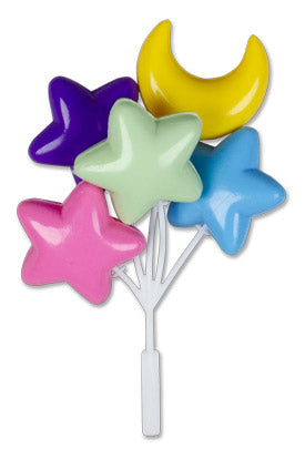 Large Stars & Moon Balloon Cluster - 5" Long