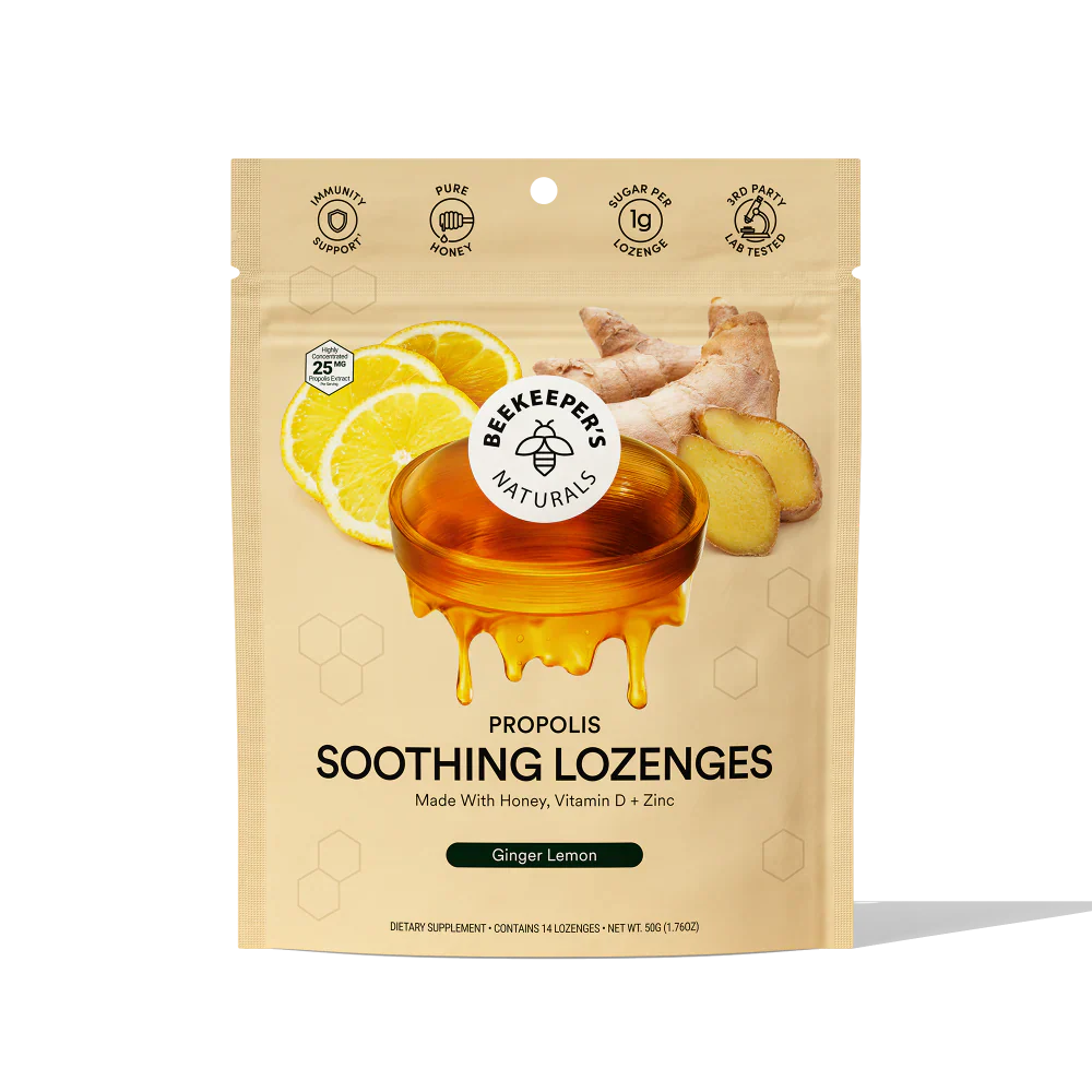 Beekeeper's Naturals Ginger Lemon Honey Lozenges, 14 ct