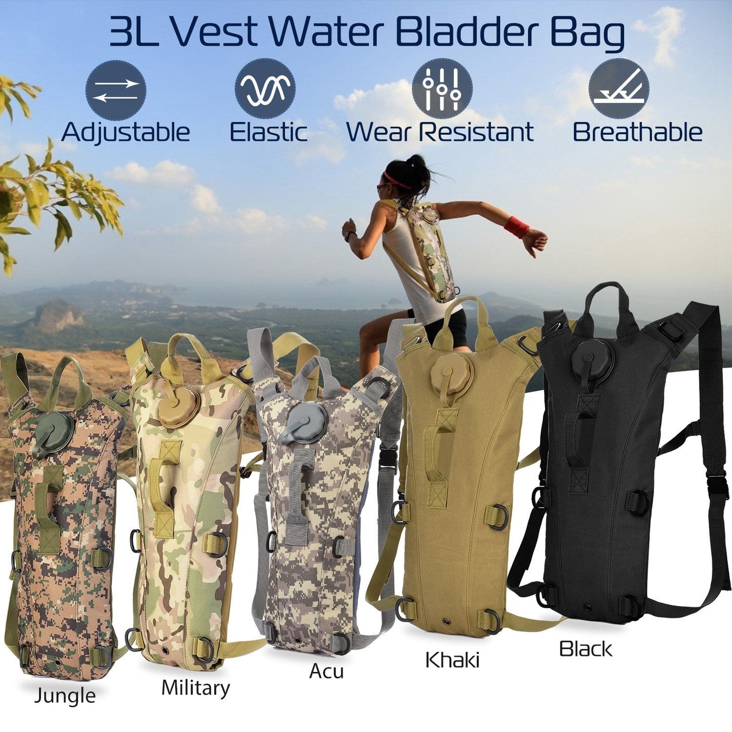 Mochila táctica de hidratación iMounTEK con bolsa de agua de 3L