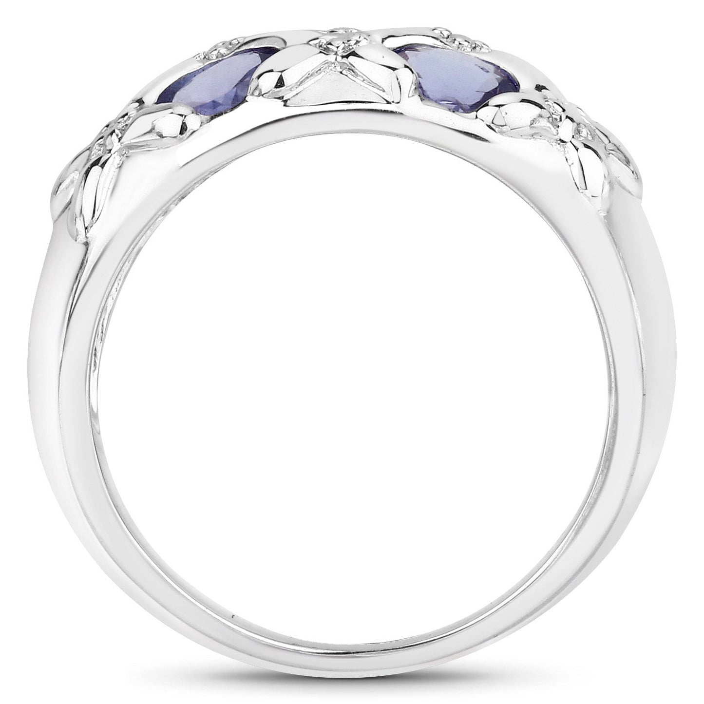 2.31 Carat Genuine Tanzanite Sterling Silver Engagement Ring