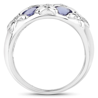 Bague de fiançailles en argent sterling avec tanzanite véritable de 2,31 carats
