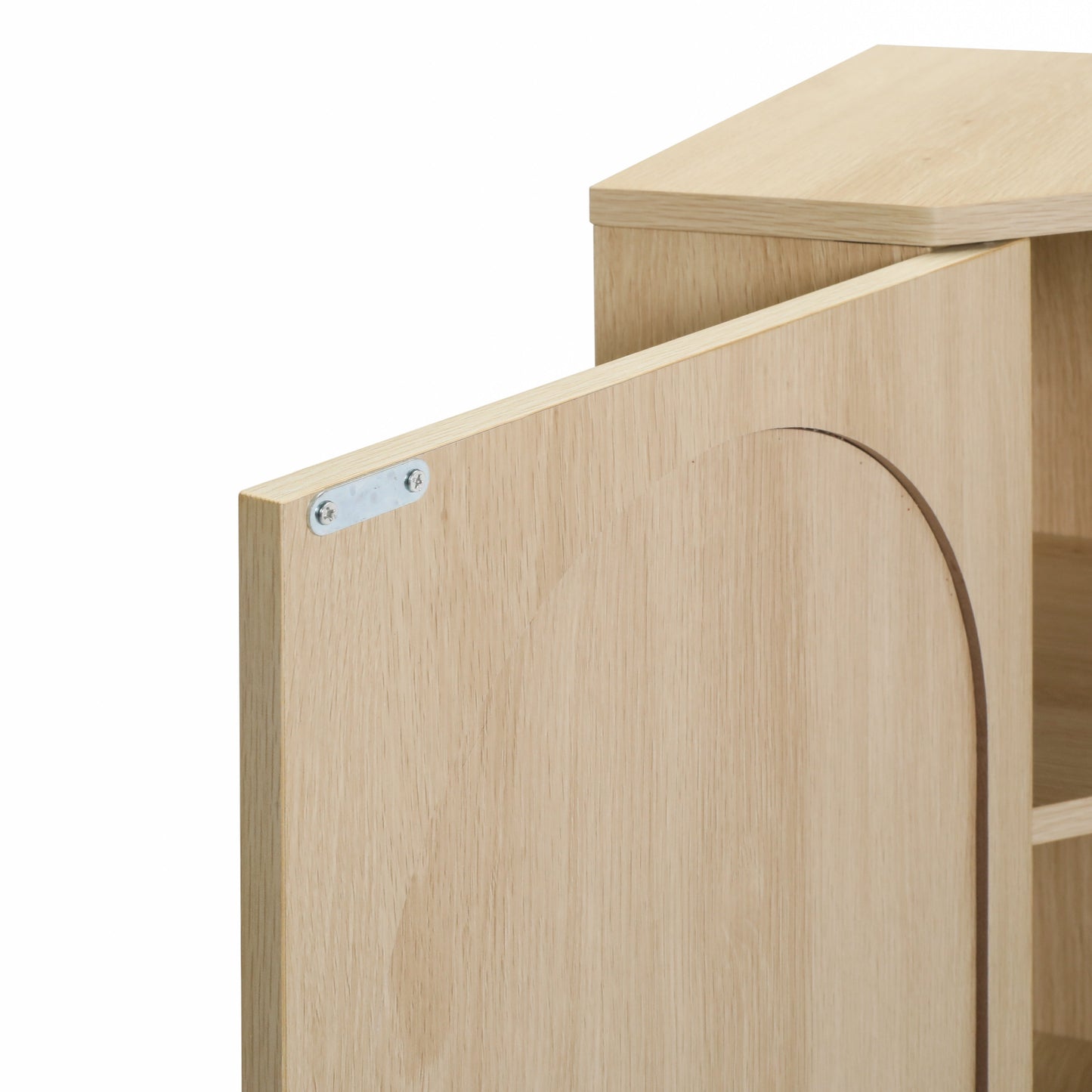 Elegant Freestanding Corner Cabinet with Rattan Doors