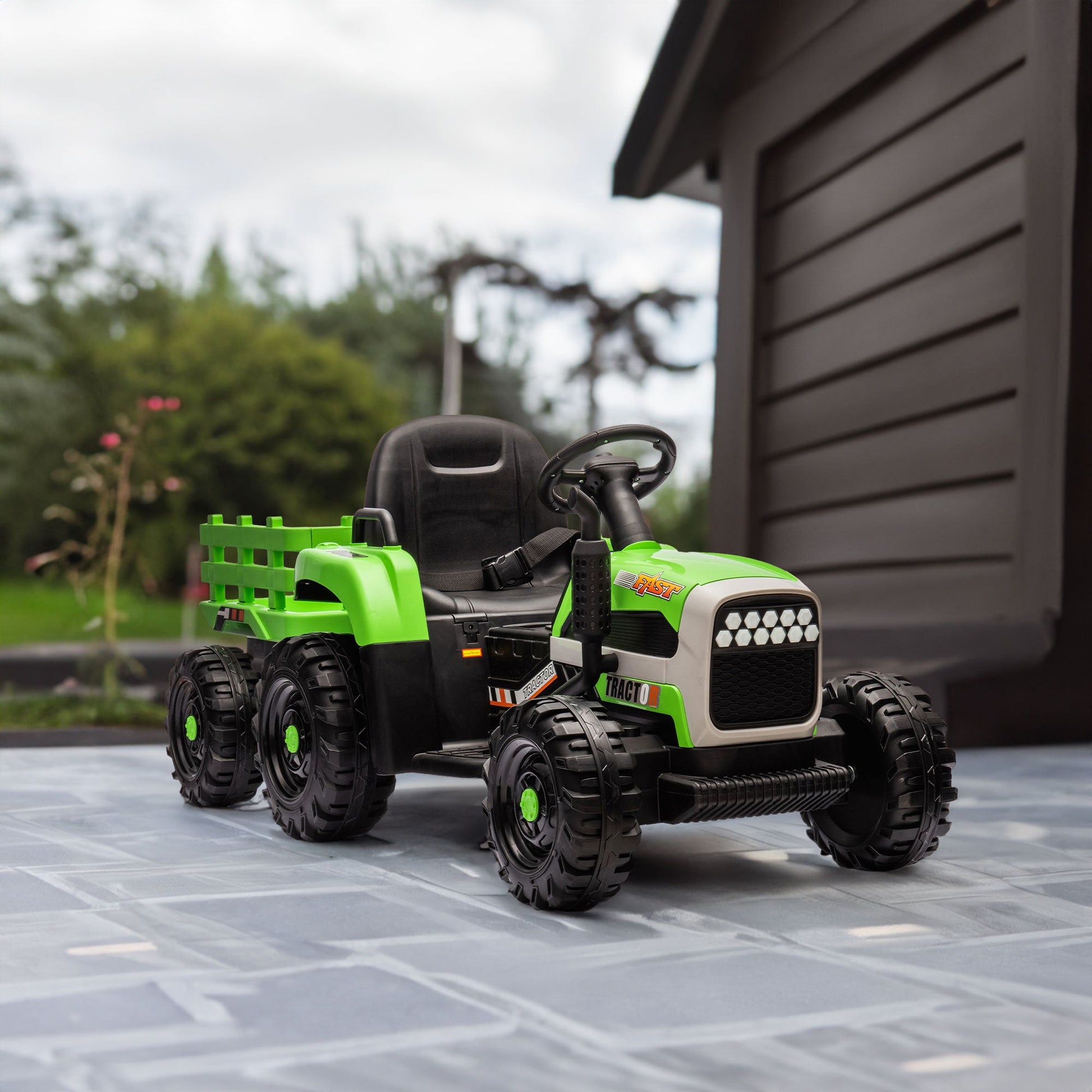 Children's electric tractor toy, powered by 24V battery, 200w * 2 motor 1.86-4.97MPH/remote control three speed adjustable - Korvel