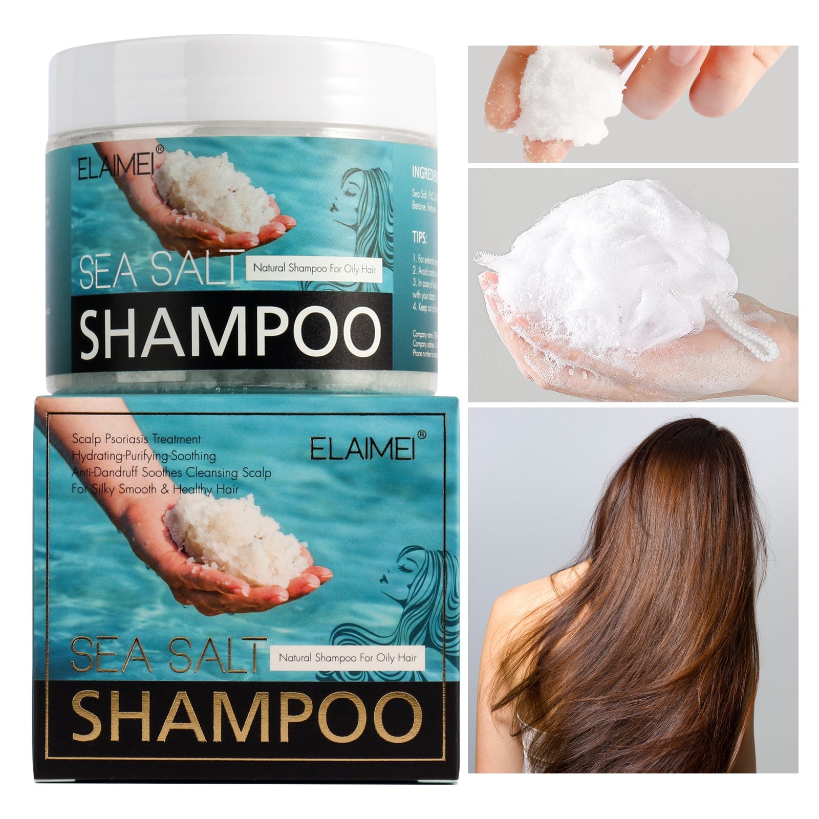 ELAIMEI Sea Salt Shampoo To Scalp Deep Cleansing Moisturizing Anti-dandruff Oil Control Hair Balm - Korvel