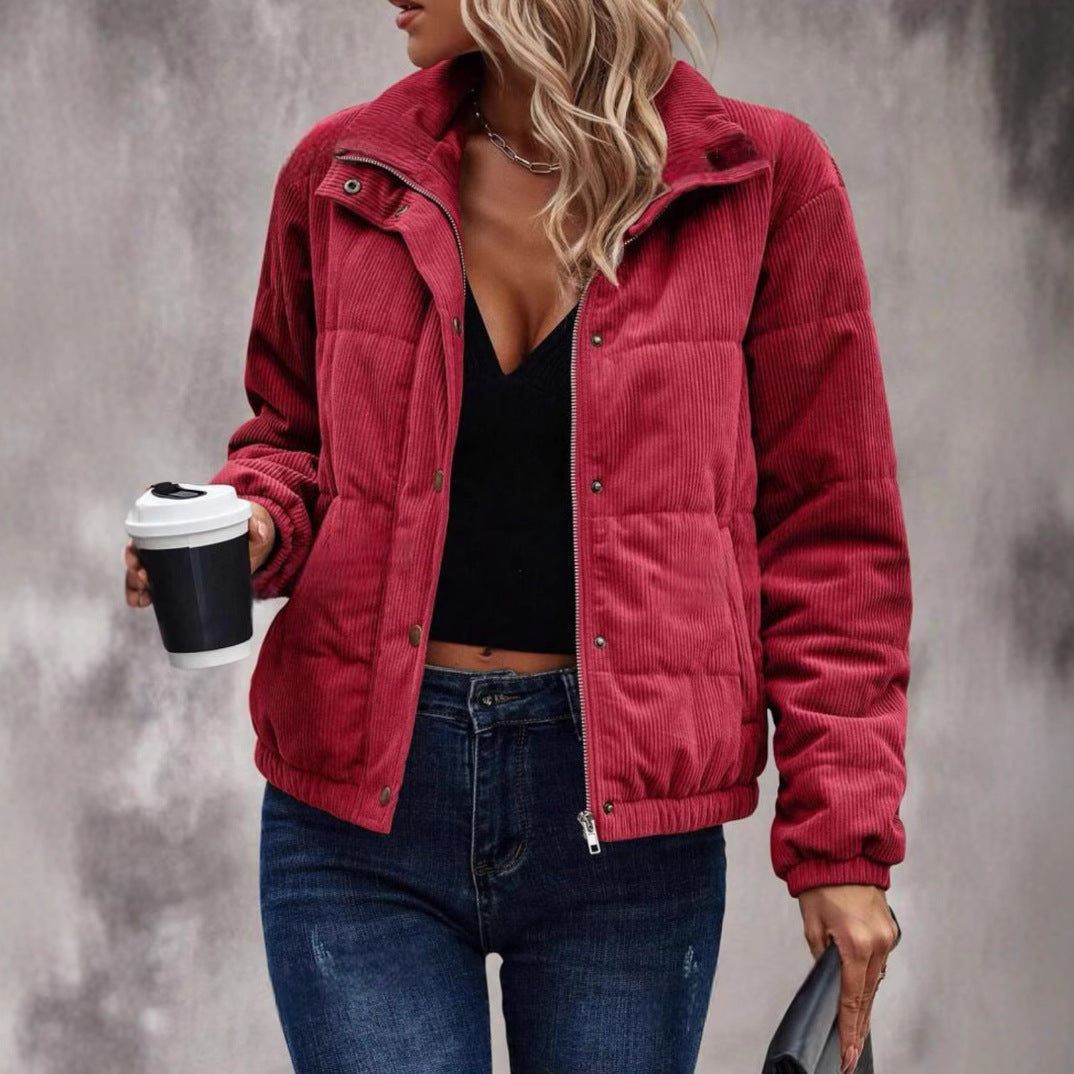 Women's Short Cotton Trucker Jacket with Long Sleeves