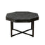 Wooden octagonal retro patchwork craft 30 inch wooden tabletop cross metal leg coffee table (Antique Black) - Korvel