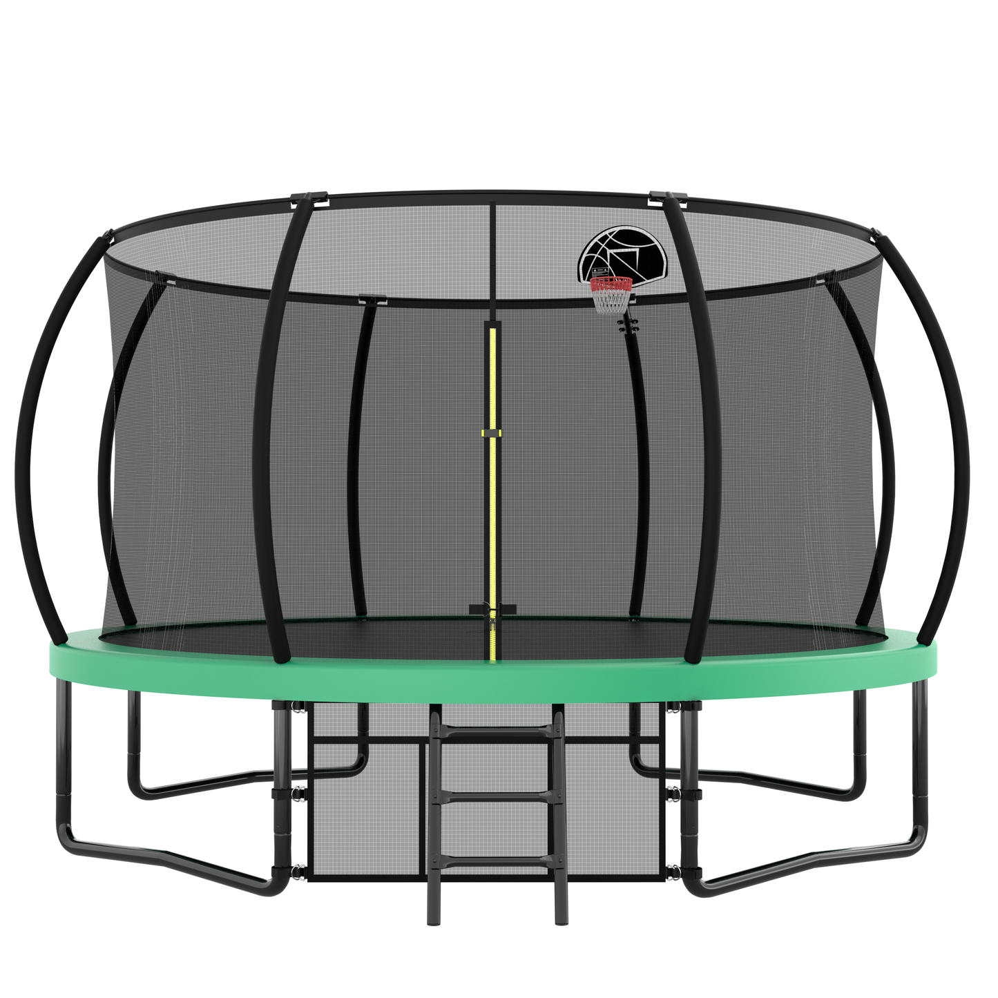 12FT Recreational Kids Trampoline with Safety Enclosure Net & Ladder, Outdoor Recreational Trampolines - Korvel