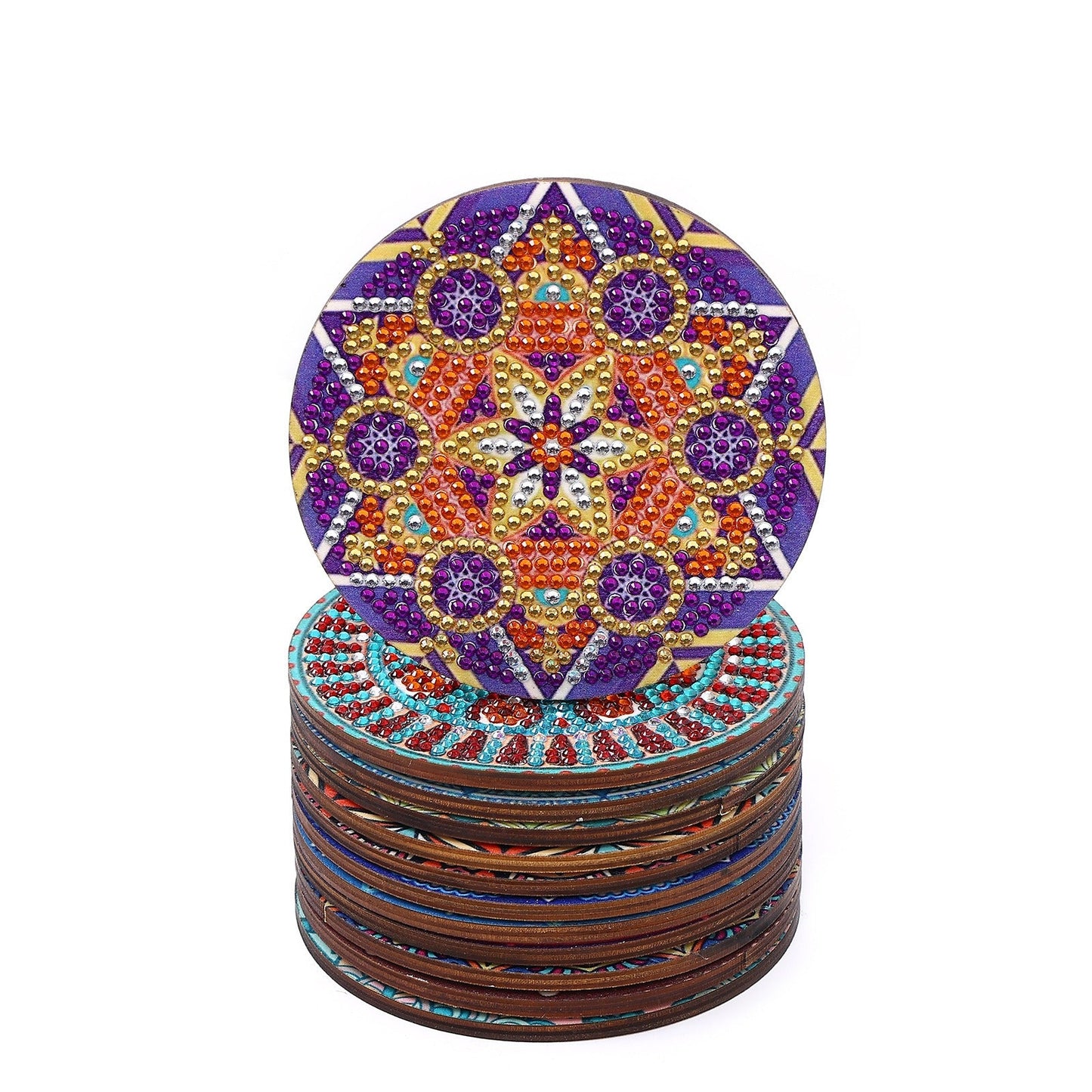 New DIY Diamond Painted Coaster Mat Set of 12 with Datura Pattern (Free Storage Shelf) - Korvel