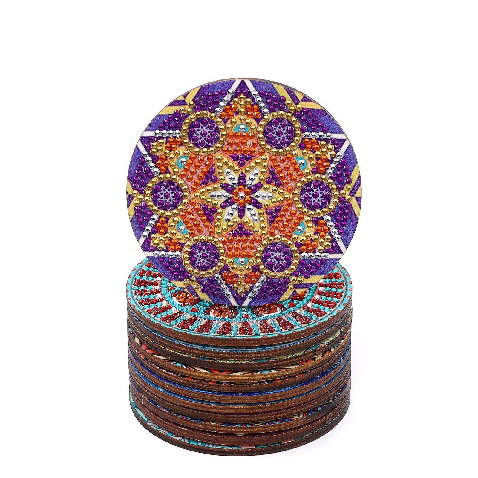 New DIY Diamond Painted Coaster Mat Set of 12 with Datura Pattern (Free Storage Shelf) - Korvel
