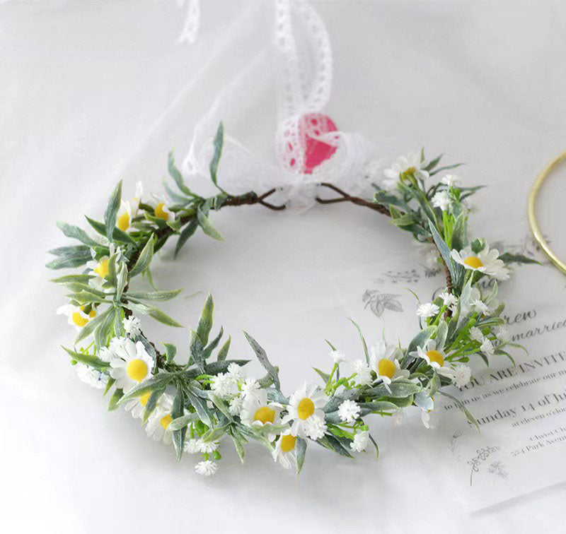 Simulated Rose Blossoms Adjustable Headwear Wreath Bridal Forest Flower Wedding Photography Scale Pretend - Korvel