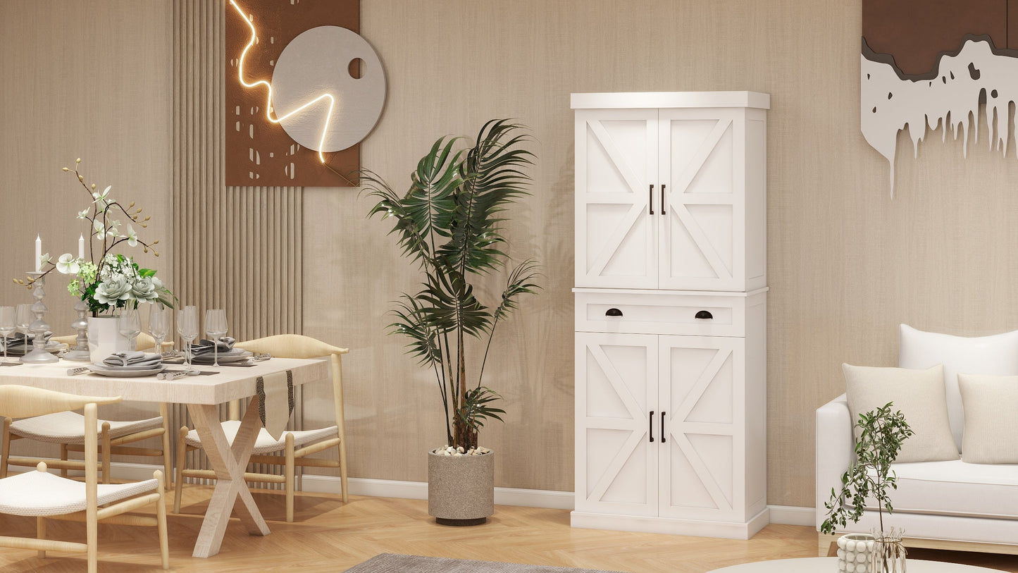 Elegant 71" Kitchen Pantry Storage Cabinet with Adjustable Shelves