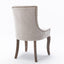 Ultra Side Dining Chair Thickened fabric chairs with neutrally toned solid wood legs  Bronze nail head Set of 2 Beige - Korvel