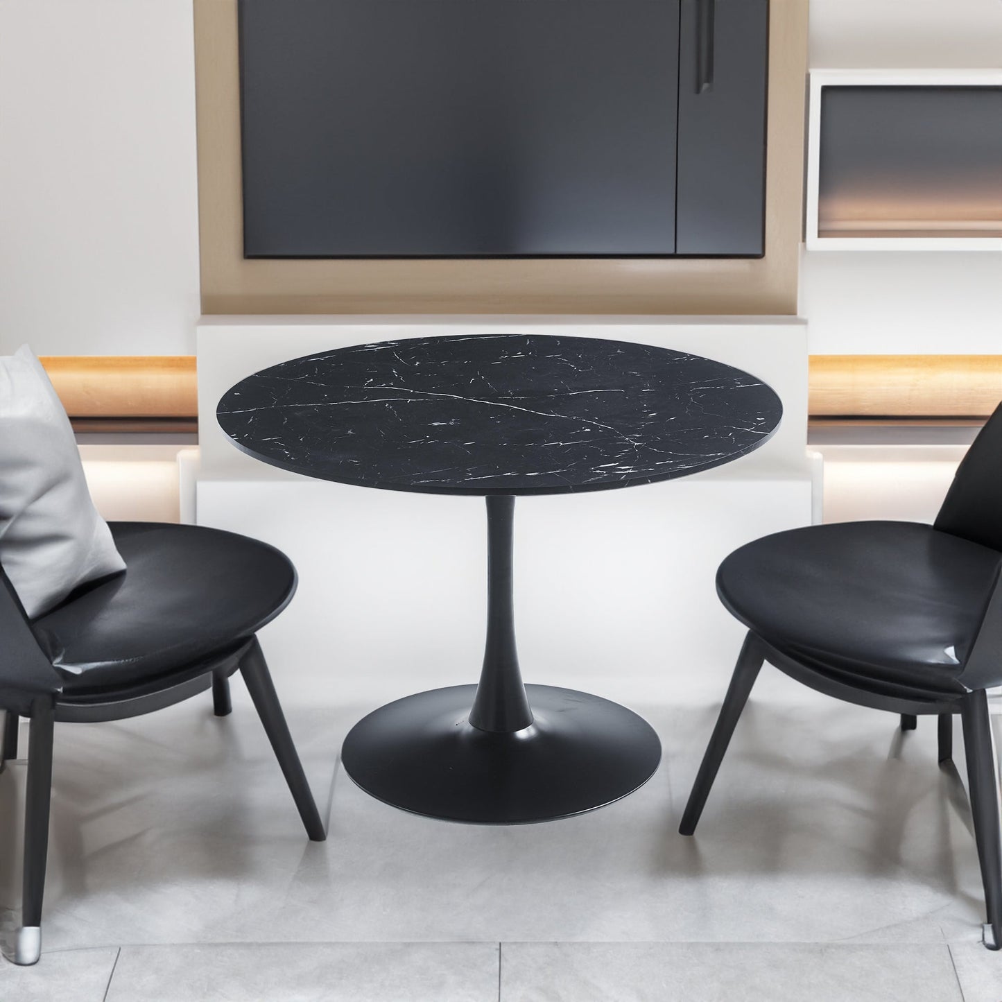 42.1" Black Tulip Dining Table for 4-6 People