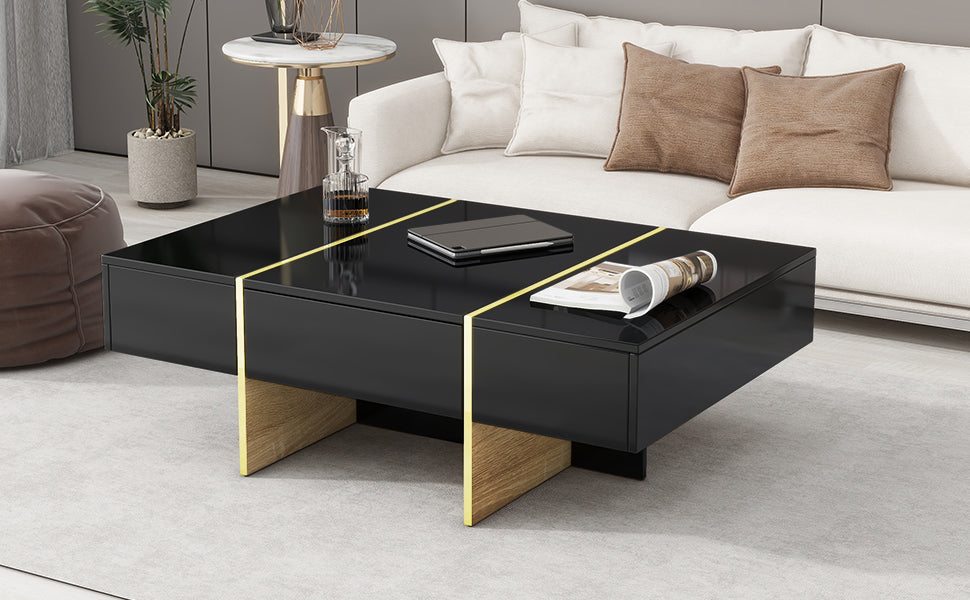 Mesa de café rectangular multifuncional ON-TRANS con cajones