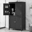 Elegant Black Bathroom Floor Storage Cabinet with Adjustable Shelves