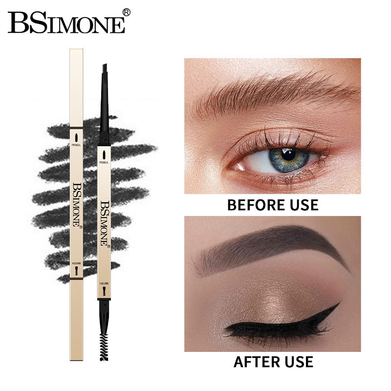 Natural Long-Lasting Waterproof Non-Fading Very Fine Three-Dimensional Not Easy To Smudge Double-Ended Small Gold Bar Eyebrow Pencil - Korvel