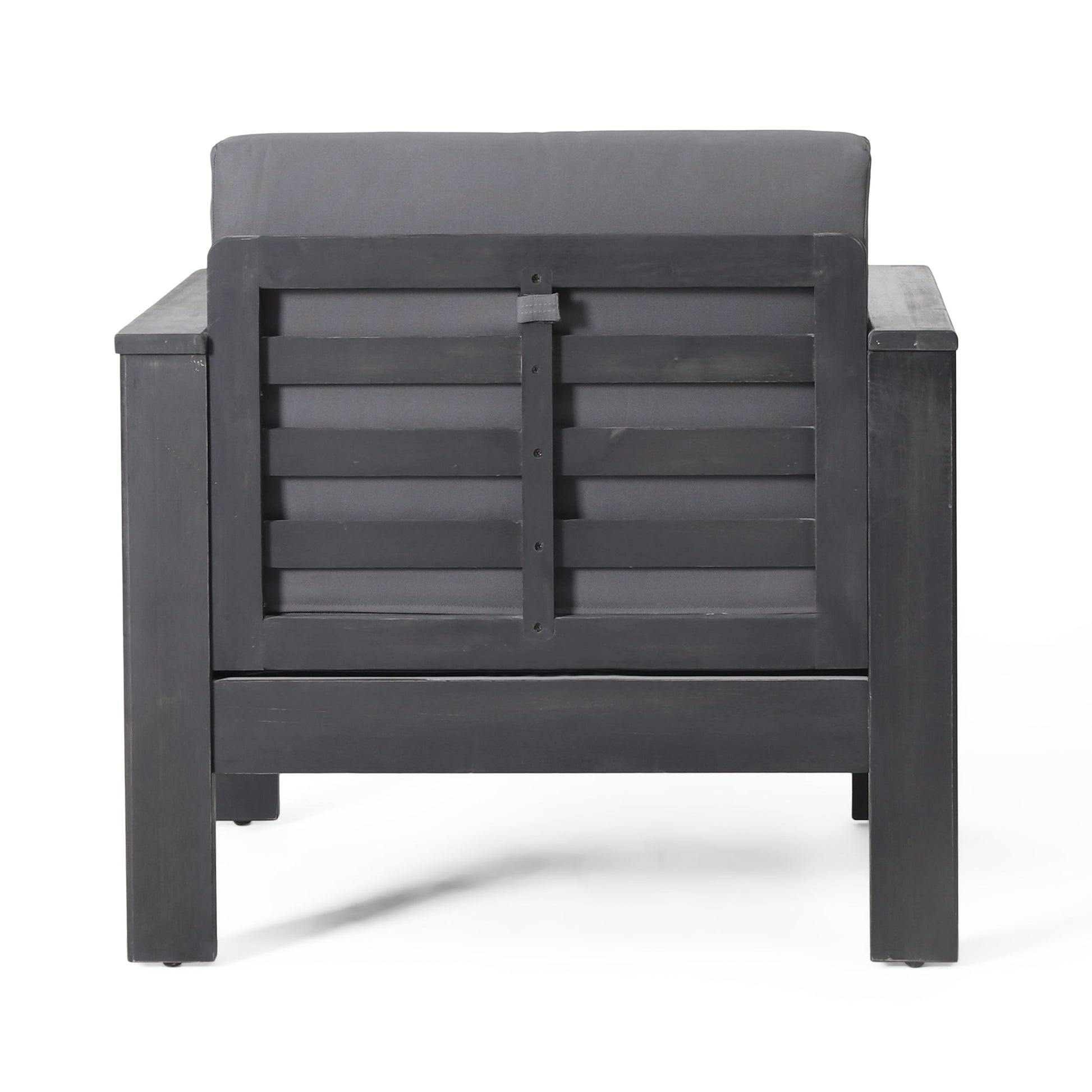 Outdoor Acacia Wood Club Chairs with Cushions, Dark Gray, 27.75"D x 32"W x 27.75"H - Korvel