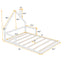 Full Size Wood Floor Bed with House-shaped Headboard  White - Korvel
