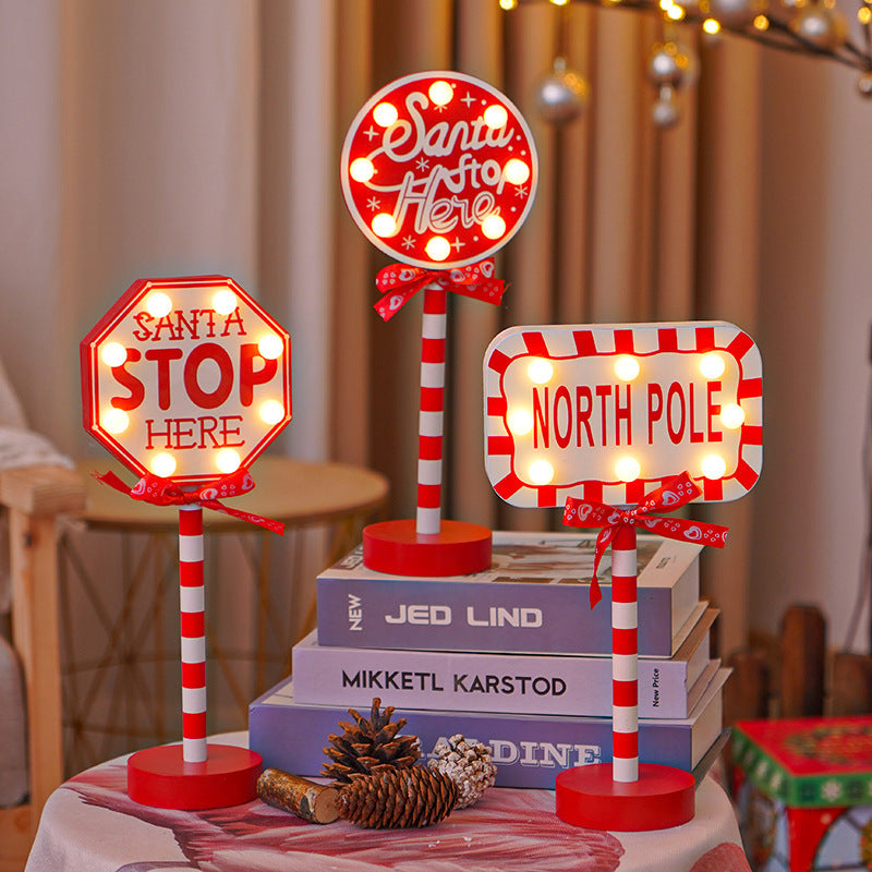 LED Christmas decorative lights, stop signs, Christmas hats, crown shaped lights, storefront ambient lights - Korvel