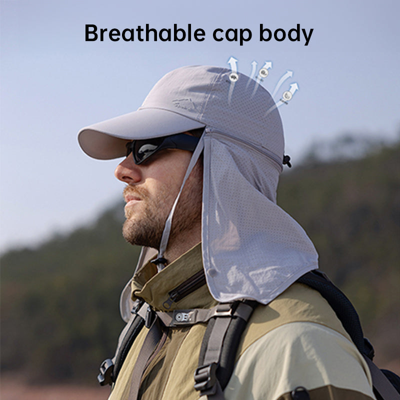 1pc Summer Baseball Cap with Detachable 360° Neck Sun Flap. For men, hiking, fishing, outdoor. - Korvel