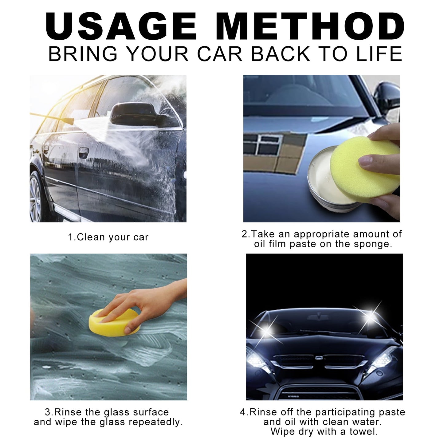 Car Glass Oil Film Remover, Rain Mist Smeary Clean Car Windscreen Cleaner - Korvel