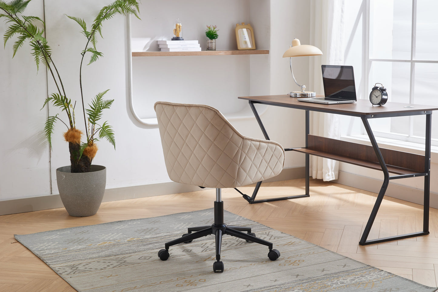 Velvet Office Desk Chair, Modern Home Desk Chair with Wheels , Vanity Chairs for Living Room, Bedroom,Study Room - Korvel