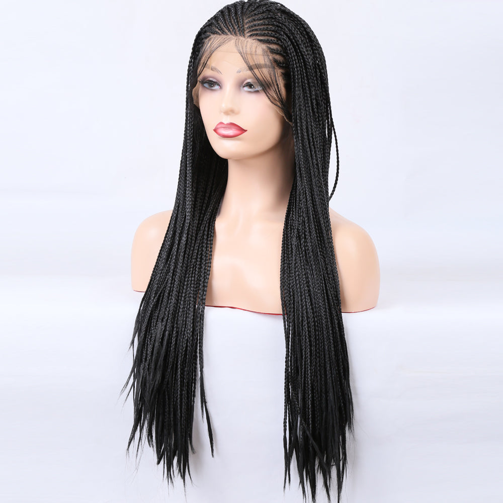 Peluca trenzada de encaje frontal premium para mujeres negras