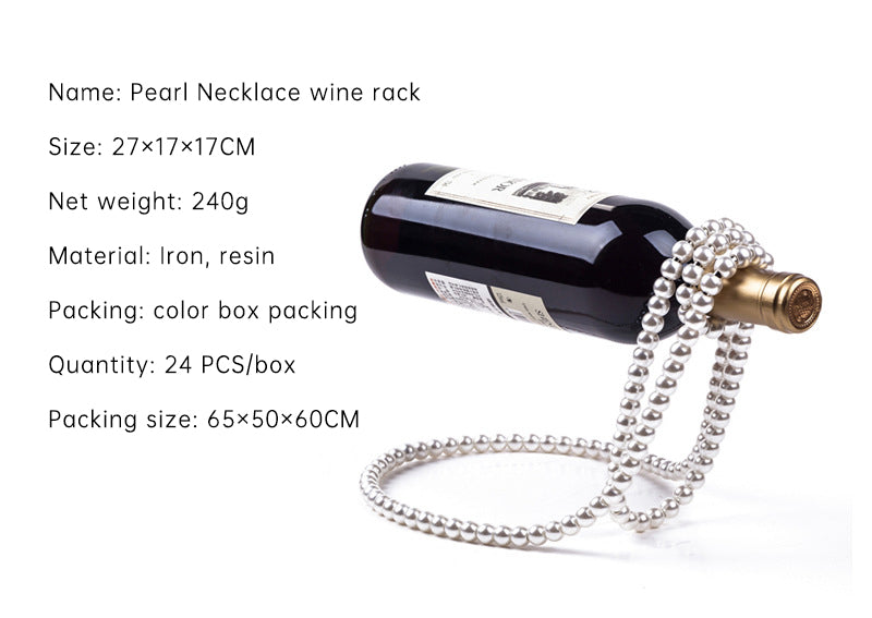 Pearl Necklace Stainless Steel Wine Rack Wine Pedestal Clamp Holder Suspension Champagne Whisky Small Ornaments - Korvel