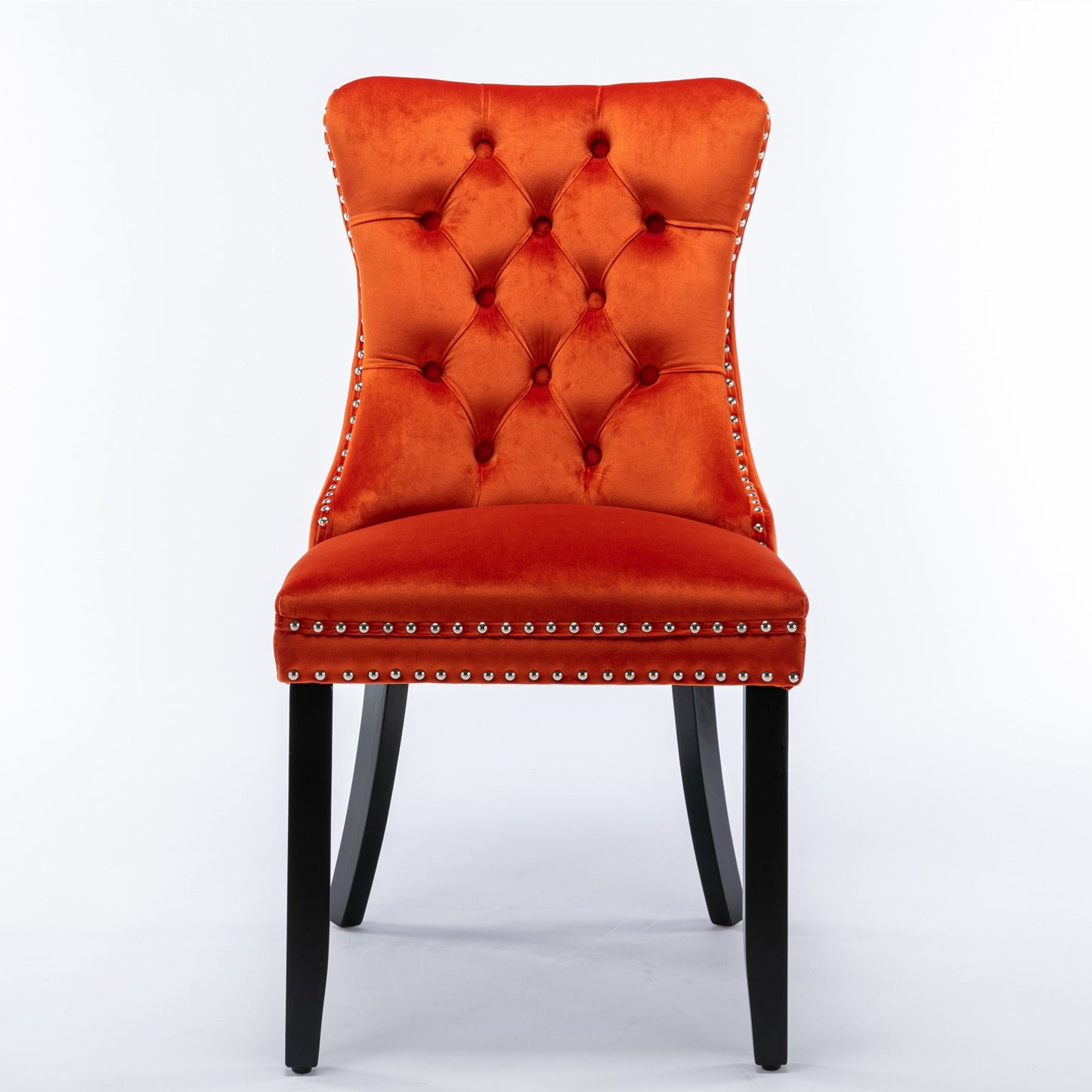 Premium Velvet Upholstered Dining Chair Set - Orange