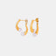 Elegant split design with high gloss pearl inlay simple titanium steel gold-plated earrings - Korvel