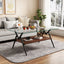 Rectangle Coffee Table with Tempered Glass top and Black Metal Legs, Modern Table for Living Room , Transparent Glass - Korvel