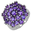5.30 Carat Genuine Amethyst Cluster Ring in Sterling Silver