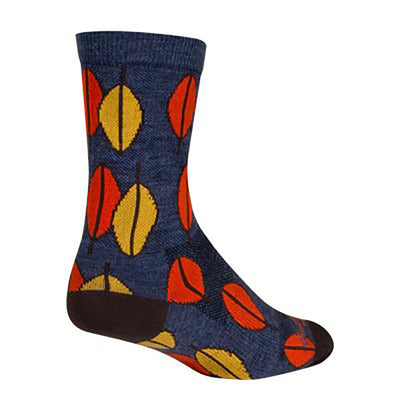 Sockguy Leaves Wool Socks 9-13 in Blue/Red/Yellow