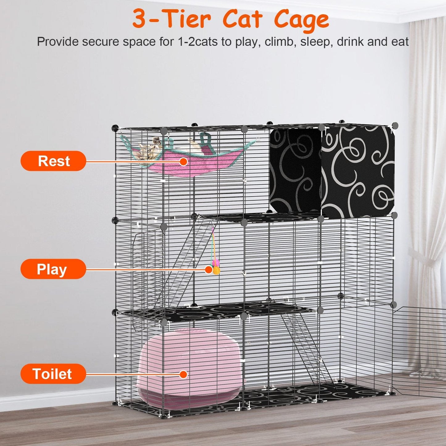 GBruno 3-Tier Playpen with Hammock and Toy Ball