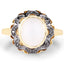 3.04 Carat White Moonstone & Black Diamond Sterling Silver Ring