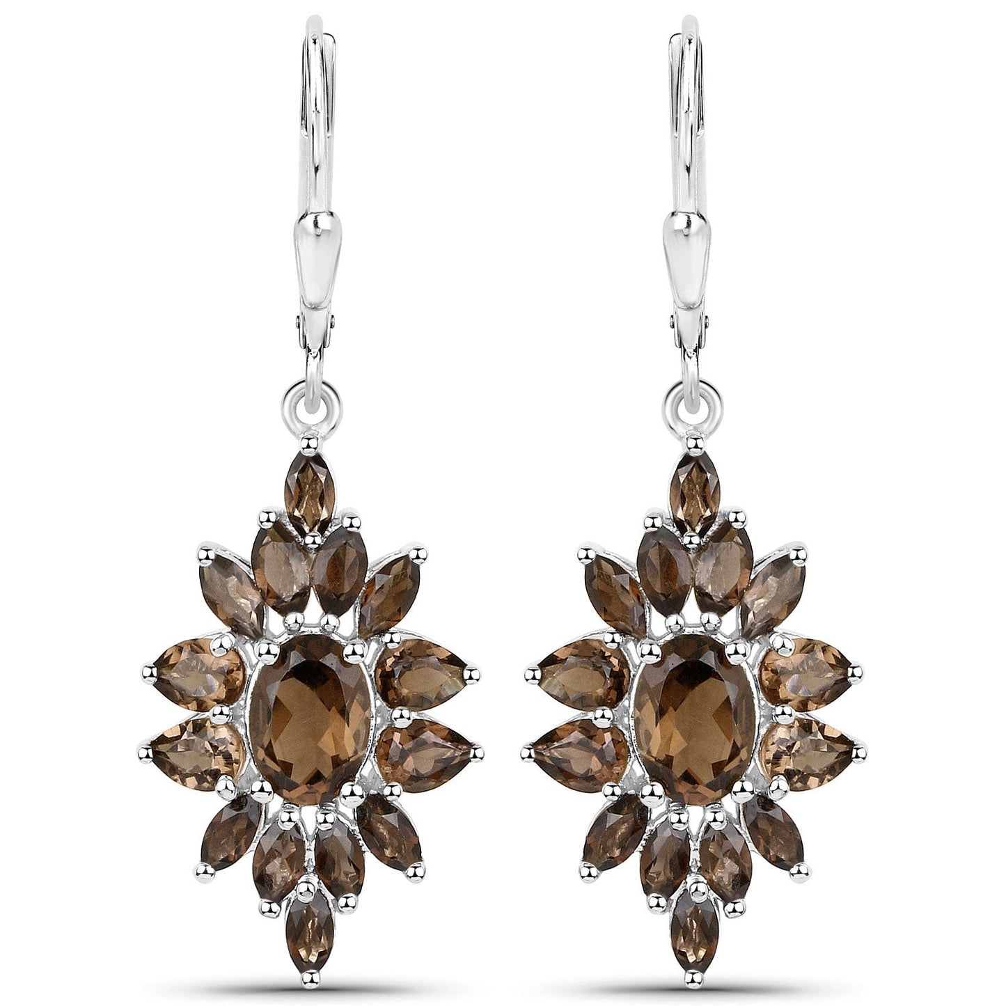 16.36 Carat Genuine Smoky Quartz Sterling Silver Jewelry Set