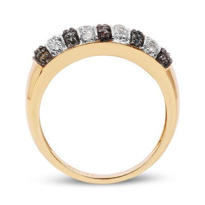 14K Yellow Gold Plated Multi Diamond Engagement Ring