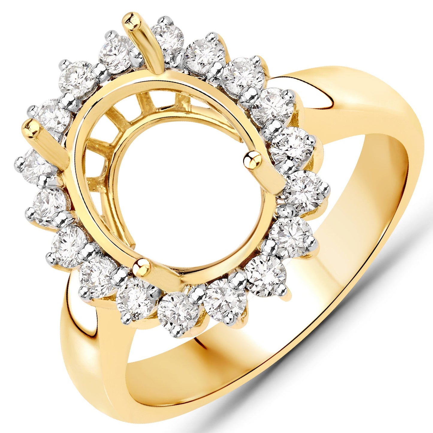 Anillo de Compromiso Semi Montura de Diamante Blanco de 0.54 Quilates en Oro Amarillo de 14K