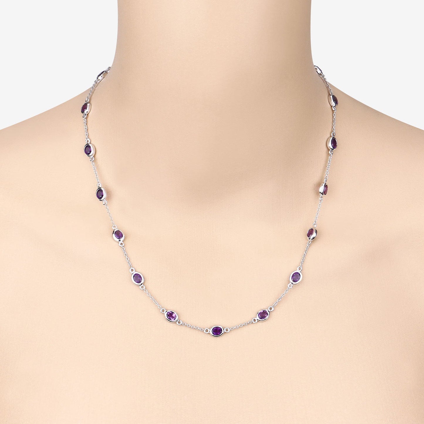 6.12 Carat Genuine Amethyst Necklace in Sterling Silver