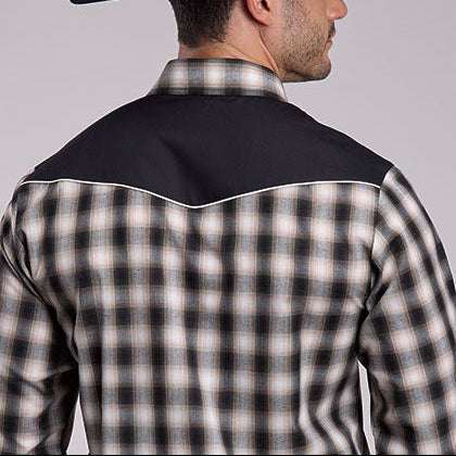 Camisa de Cuadros Negros Western para Hombre Roper