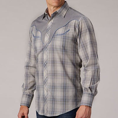 Stylish Grey Plaid Western Shirt for Men | Roper - Korvel