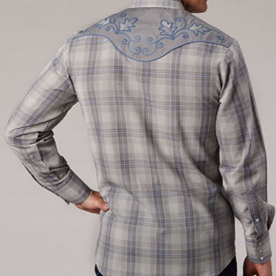 Stylish Grey Plaid Western Shirt for Men | Roper - Korvel