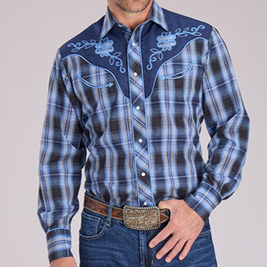 Stylish Blue Plaid Shirt for Men | Roper - Korvel