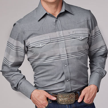 Stylish Grey Stripe Button-Up Shirt for Men - Korvel