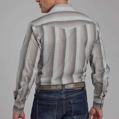 Stylish Grey Plaid Long Sleeve Shirt for Men | Roper - Korvel