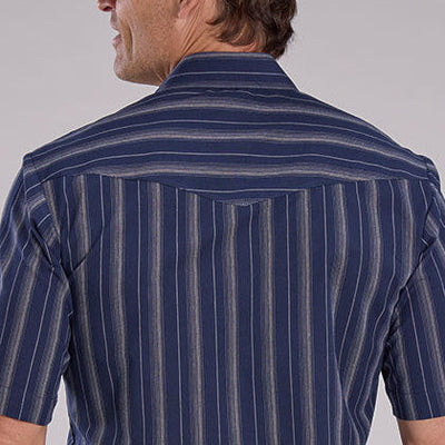 Men's Navy Striped Western Shirt by Roper - Korvel