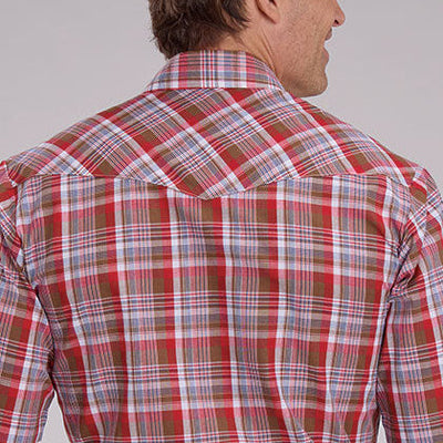 Roper Men's Short Sleeve Plaid Shirt - Red/Brown - Korvel