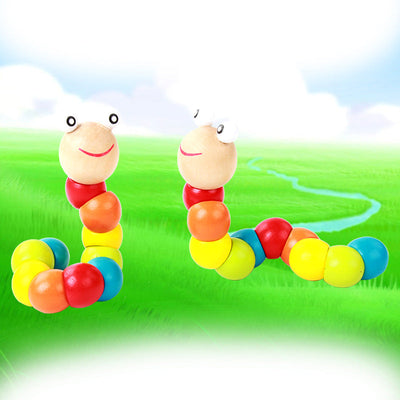 Colorful Simulation Caterpillar Twist Worm Baby Educational Early Education Wooden Toy Doll Worm Building Blocks - Korvel