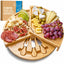 Round Bamboo Cheese Board & Knife Set – 14" Foldable Charcuterie Platter with Hidden Drawer - Korvel
