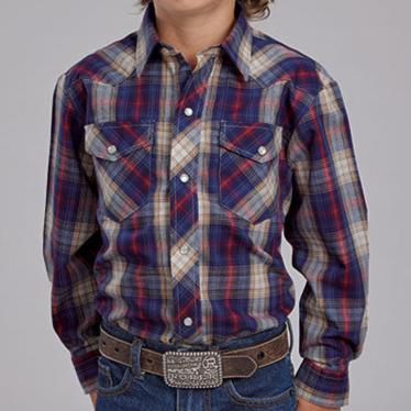 Stylish Blue Plaid Shirt for Boys | Roper - Korvel